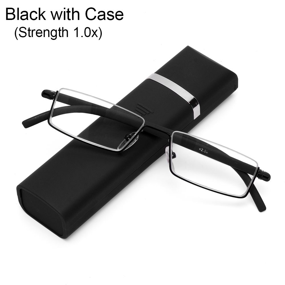 TR90 Men and Women Half Frame Anti Eyestrain Presbyopia Eyeglasses Reading Glasses with Case