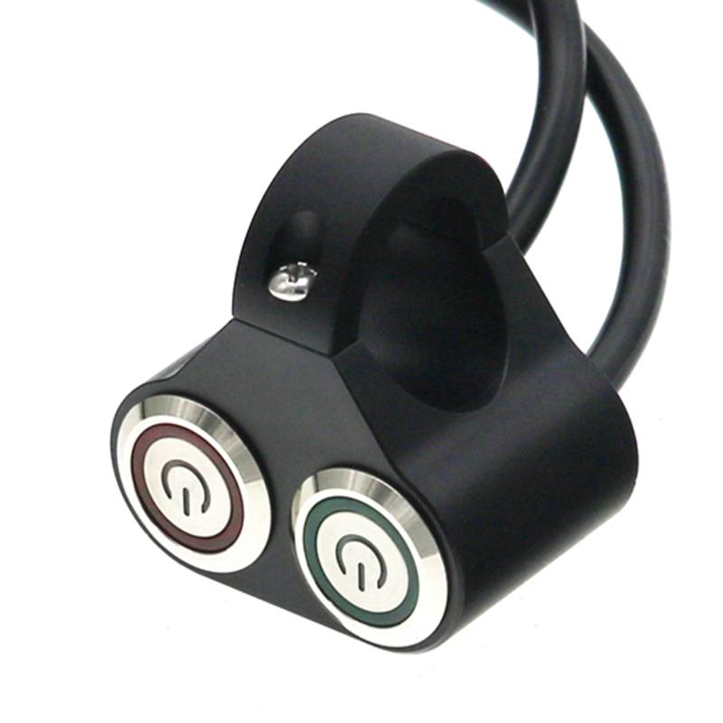 LMoDri Кнопка переключения мотоцикла из алюминиевого сплава Ручной возврат Кнопка самовозврата Светодиодная лампа Управление лампой с ЧПУ