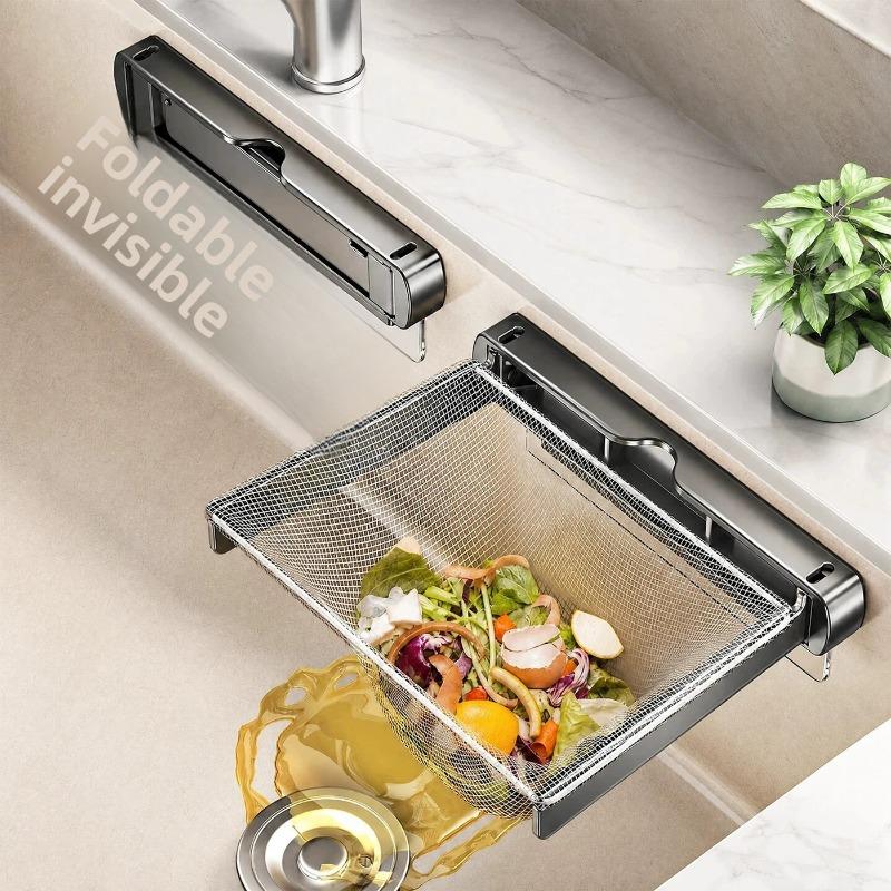 Foldable Kitchen Sink Filter Rack for Kitchen Waste, Leftover Food, Leftovers, Dishwashing Basin Water Garbage Draining Basket