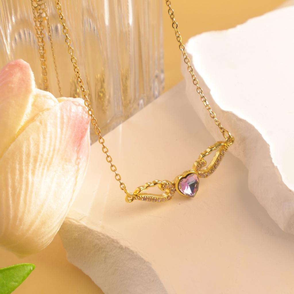 Necklace does not fade women's summer angel wings love necklace simple small fresh titanium steel accessories high-end necklace