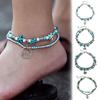 Retro Women Multilayer Beads Starfish Dangle Anklet Foot Bracelet Beach Jewelry