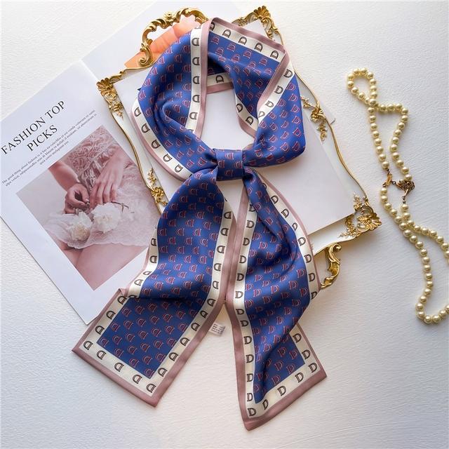 Silk Ribbon Scarf Satin Headkerchief Luxury Long Hair Hand Design Fashion Print Wrist Foulard Bandana Neck Tie Scarves