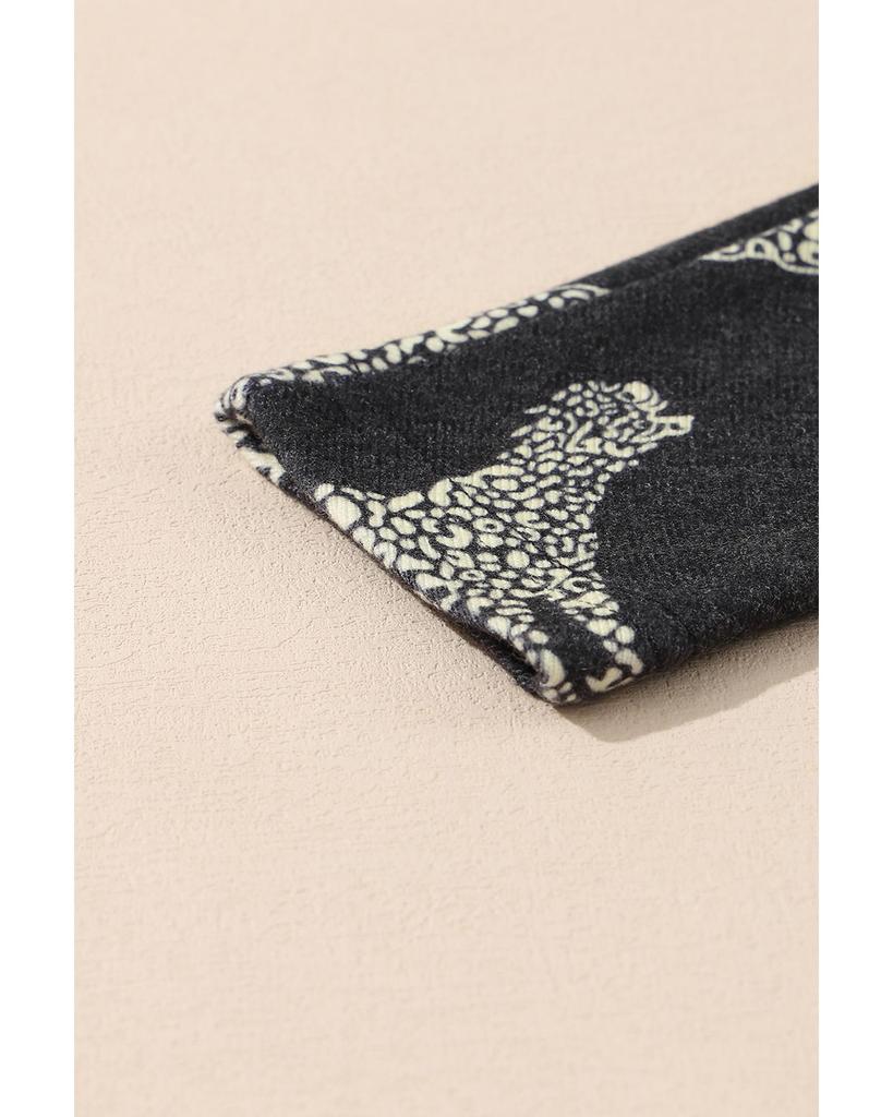 Azura Exchange Черный топ с длинными рукавами и ярким принтом гепарда