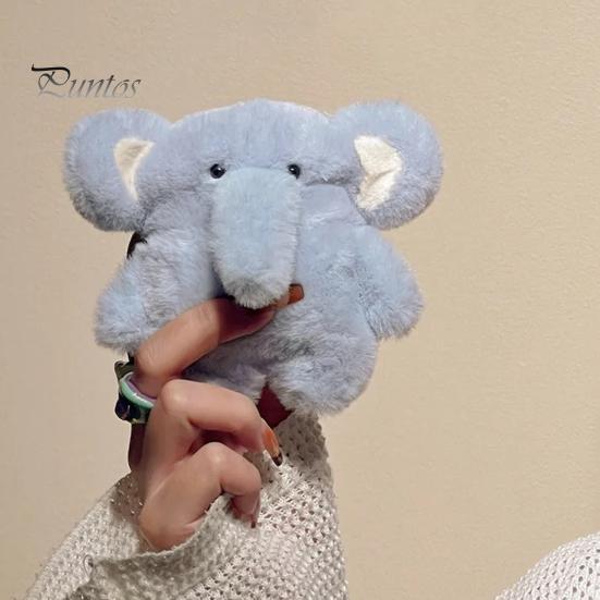 Мягкий синий чехол для наушников с изображением слона для Airpods, 3D-чехол для наушников с изображением животных из мультфильма для женщин и девочек