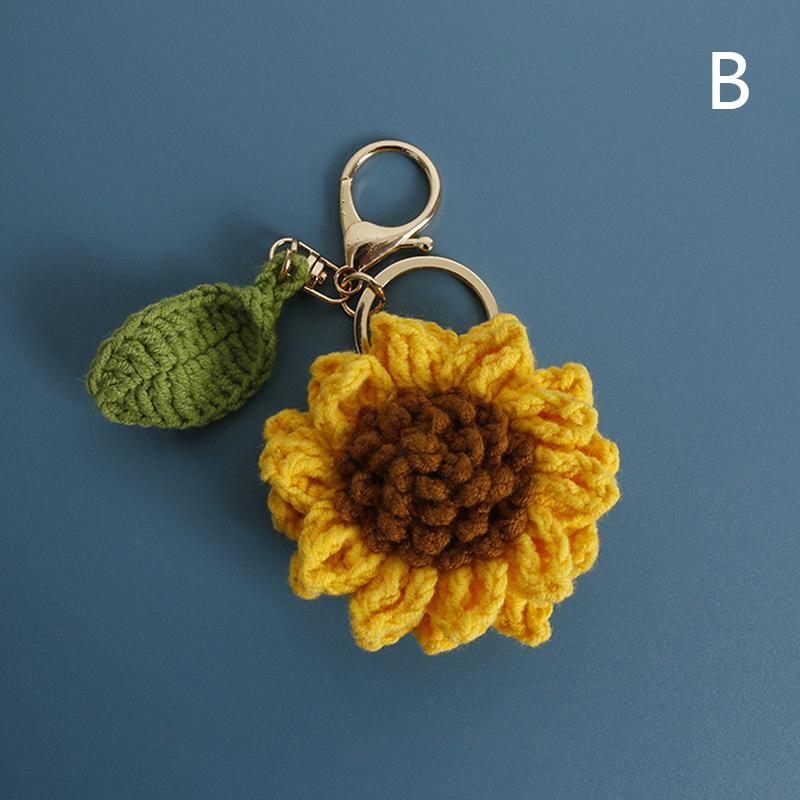 Изысканный кулон с розой ручной работы, тканый креативный шерстяной брелок с подсолнухом, связанный крючком