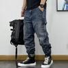 Американская мода хип-хоп джинсы карго уличная одежда скейтборд шаровары мужская одежда японский Харадзюку джинсовые повседневные брюки