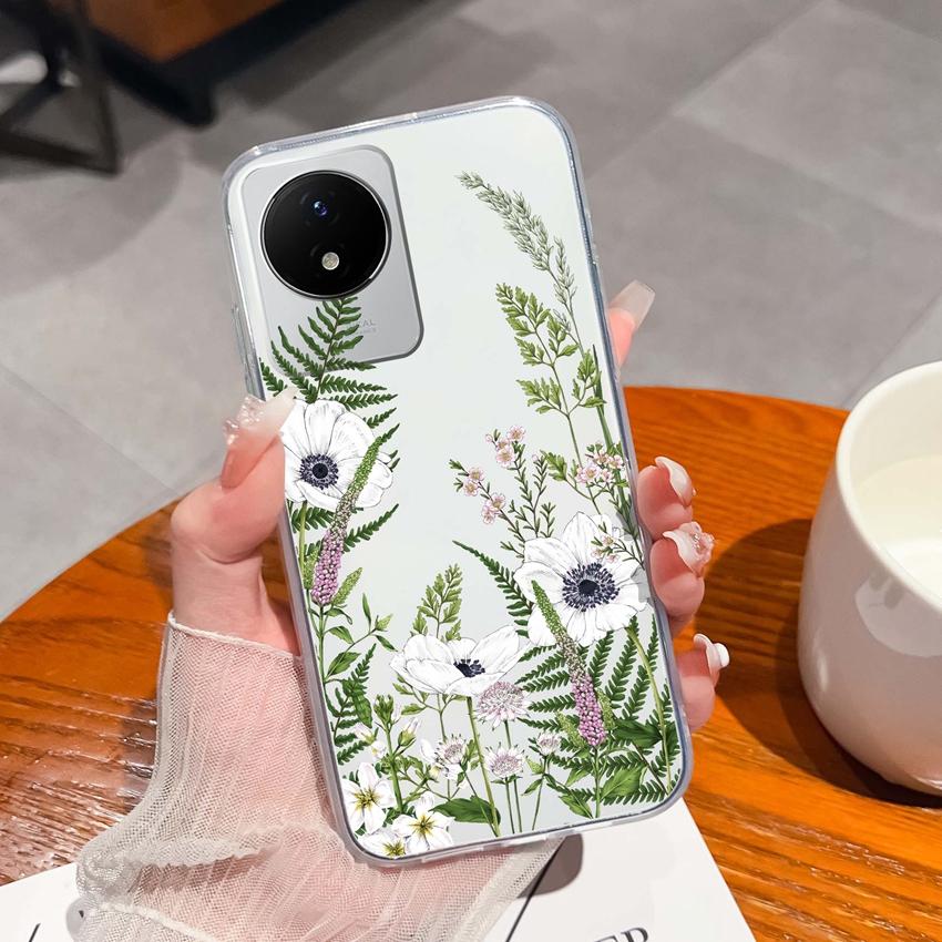 Для Vivo Y02 Y02A Y02S Y10 Y11 Y12 Y12a Y15 Y15a Y16 Y17 Y19 Прозрачные ТПУ Чехлы с Рисунком Морского Кита Ударопрочные Задние Крышки Для Vivo Силиконовый Корпус Телефона