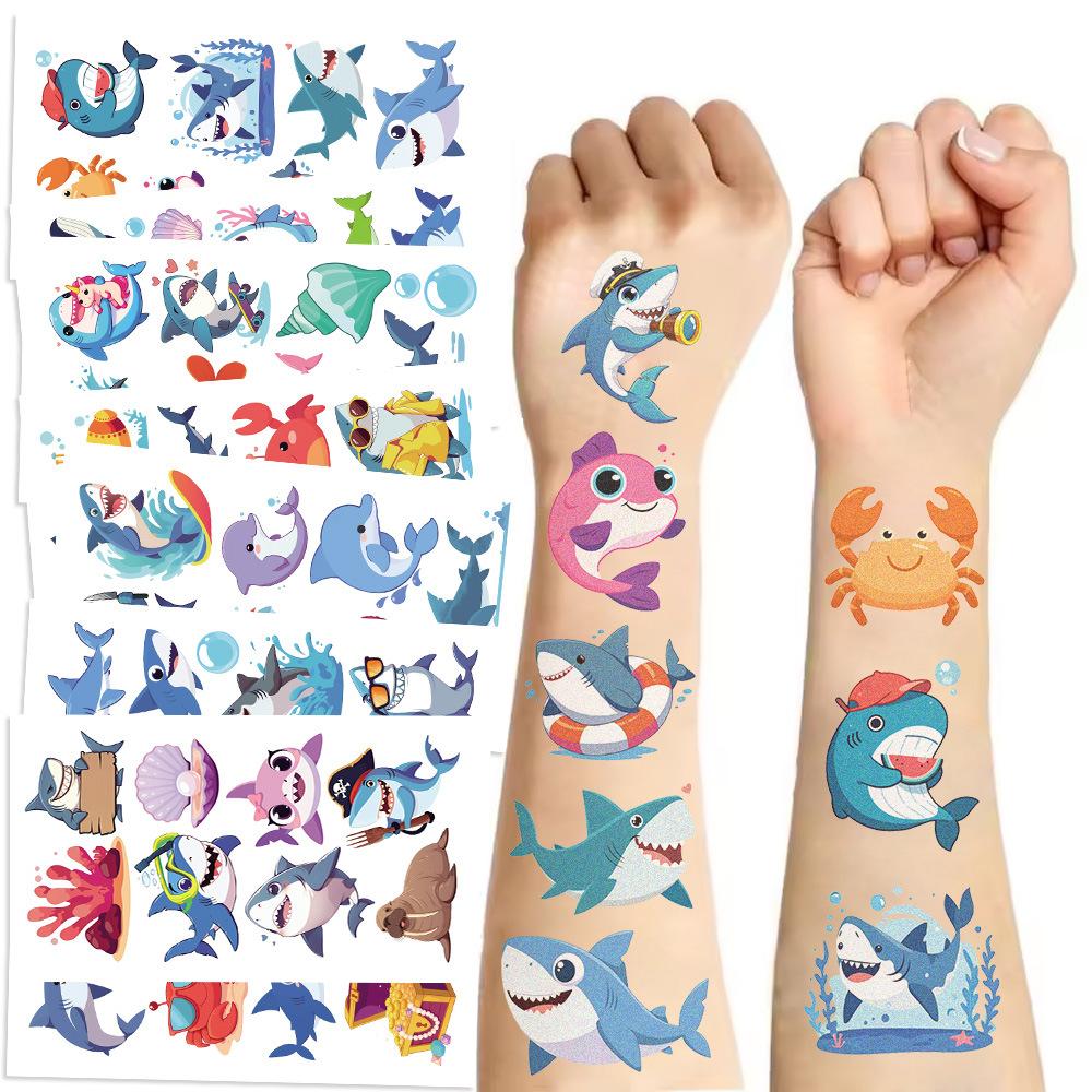 Hot Cartoon Shark Tattoo Stickers Waterproof Festival Party Party Children Disposable Tattoo Stickers