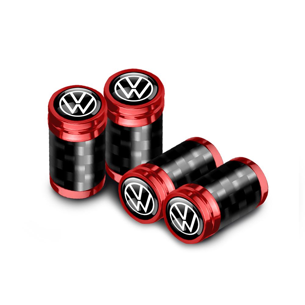 VW 4Pc Metal Car Wheel Tire Carbon Fiber Car Wheel Tires Valve Caps For Volkswagen VW Polo Passat Rline Golf Tiguan Jetta GTI Taigo EP1