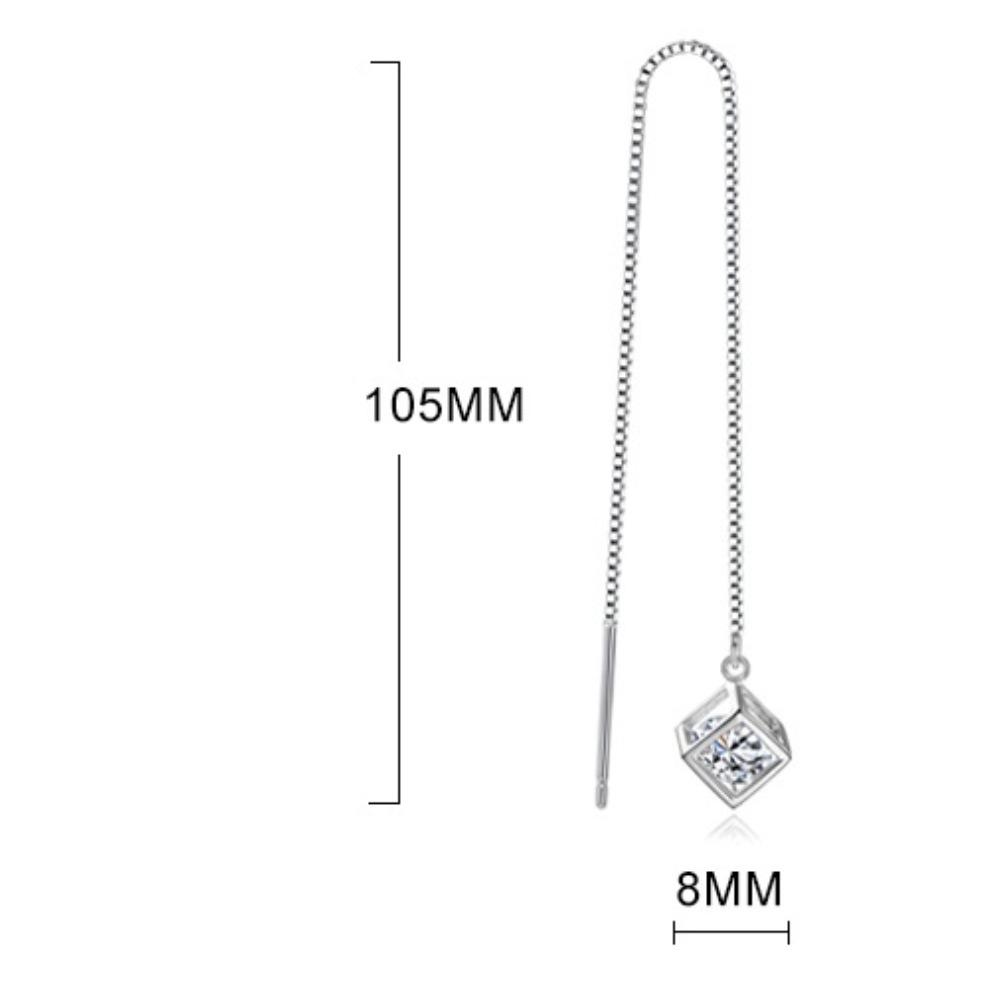 Длинные серьги-кубики Рубика с цирконием – модно и просто