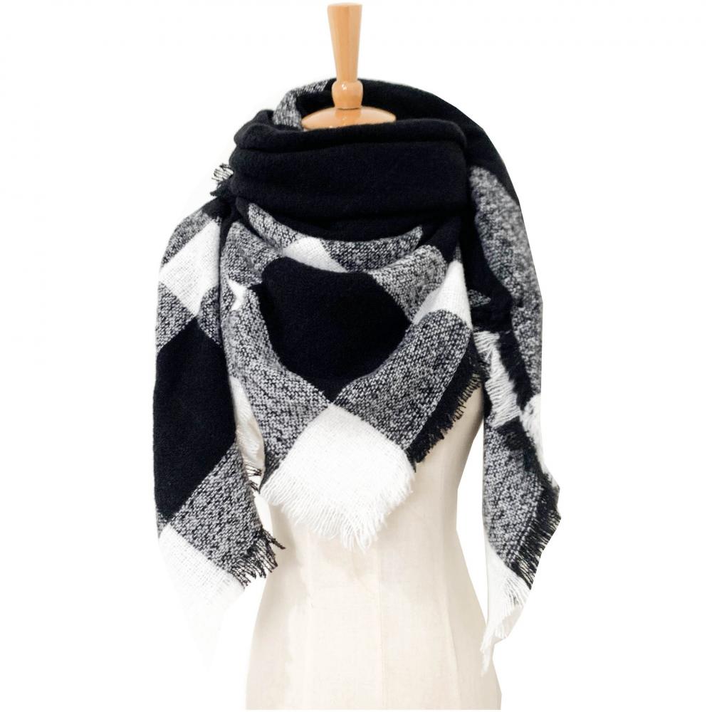 Spring Autumn Winter Shawl Ladies Plaid Triangle Scarf