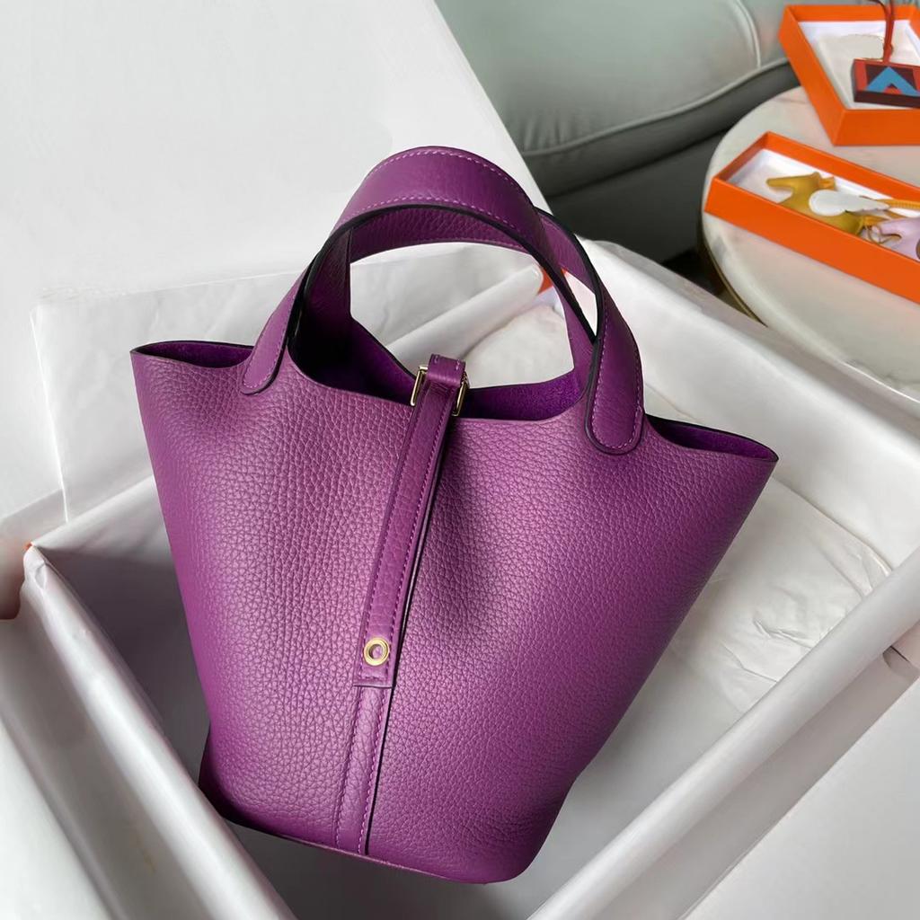 Корзина для овощей из воловьей кожи, сшитая вручную вощеной нитью для детей, обернутая в натуральную кожу с узором личи, сумка-ведро для воды для женщин