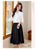 Women's Long Sleeve Blue Bow Chiffon Blouse - Professional French Workwear