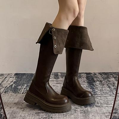 Черные ретро ботинки на толстой платформе в британском стиле женские осенне-зимние новые ботинки высокие и стройнящие