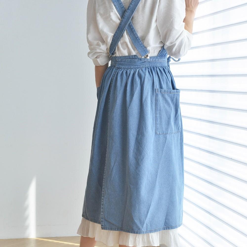 Винтажный джинсовый фартук Хлопчатобумажный холст Премиальный фартук с защитой от пятен Можно стирать в машине Регулируемая талия Прочный фартук Унисекс