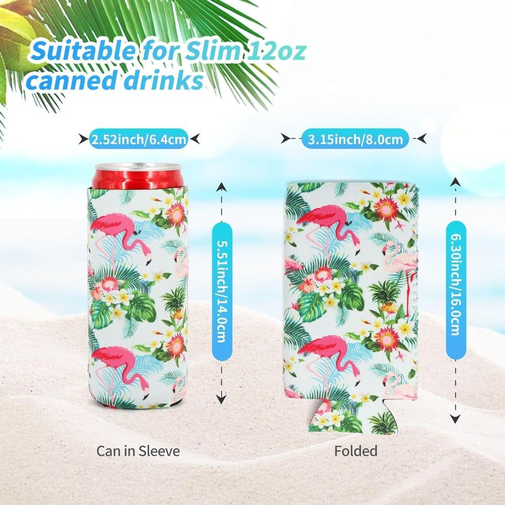 2 Pack Slim Can Cooler Sleeves Neoprene Rainbow Leopard Insulator for Beer