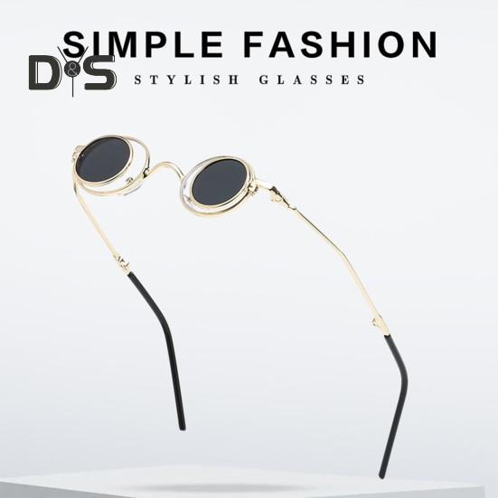 Круглые солнцезащитные очки с откидной оправой, маленькие круглые поляризованные очки для мужчин и женщин, ретро-панк, солнцезащитные очки UV400 для вечеринки в стиле рейв