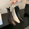 Новые популярные модные остроносые ковбойские сапоги женские модные короткие сапоги до щиколотки на толстом каблуке женские сапоги Zapatos Mujer