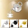 Teapot Shape Wall  Clock Modern Kitchen Home Decor Wall Sticker Hollow Digital Clock Watch Home Clock