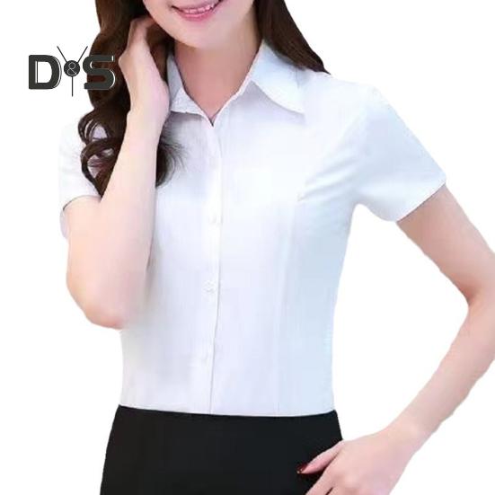 Женская рубашка с лацканами, коротким рукавом, пуговицами, планкой, рубашка, топы, однотонная, облегающая, офисная, деловая рубашка, рабочая одежда
