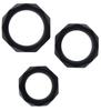 Set of 3 Black Power Halo Silicone Cockrings - Manpower TOYJOY - Flexible Cockrings