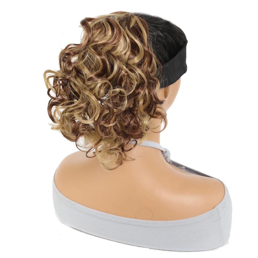 Синтетический парик для наращивания волос «конский хвост» 8 дюймов, короткий, вьющийся, волнистый, регулируемый, с завязками, накладной хвост для женщин, ежедневное использование