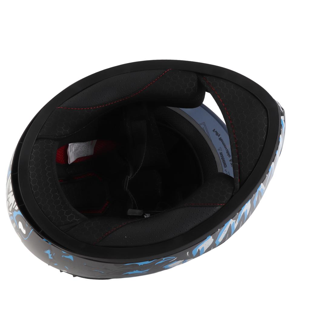Full Face Motorcycle Helmet Street Bike Helmet for Men Women Unisex Good Breathability with Safety Buckle Blue L