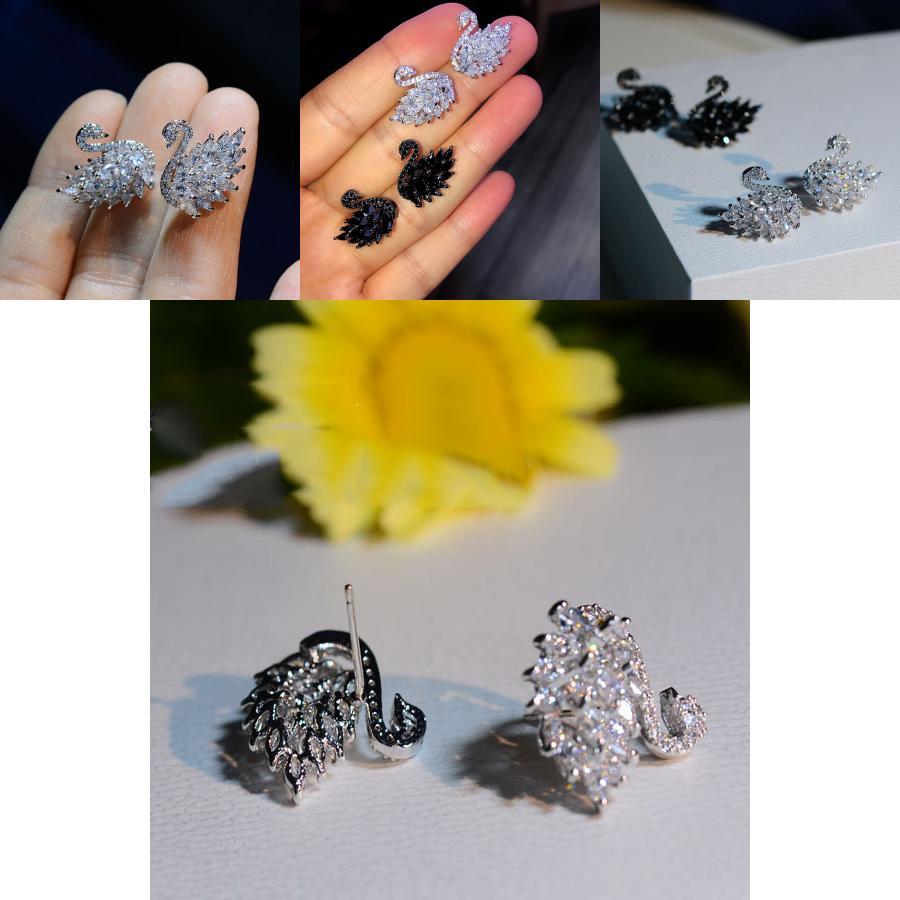 Beautifully Crafted Swan Shape Stud Earrings With Zircon Ideal For Ball Lovers Gifts