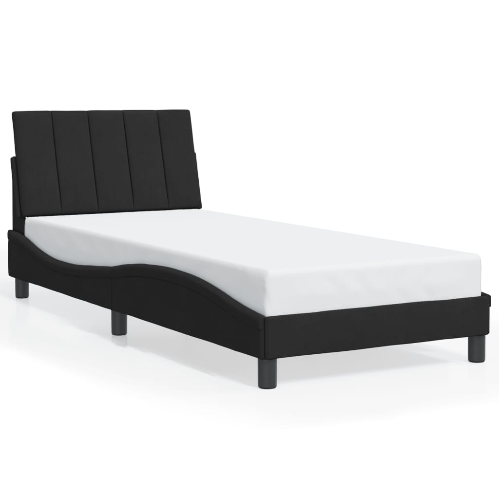 Vidaxl Rama Łóżka Z Oświetleniem Led, Czarna, 90X190 Cm, Aksamitna