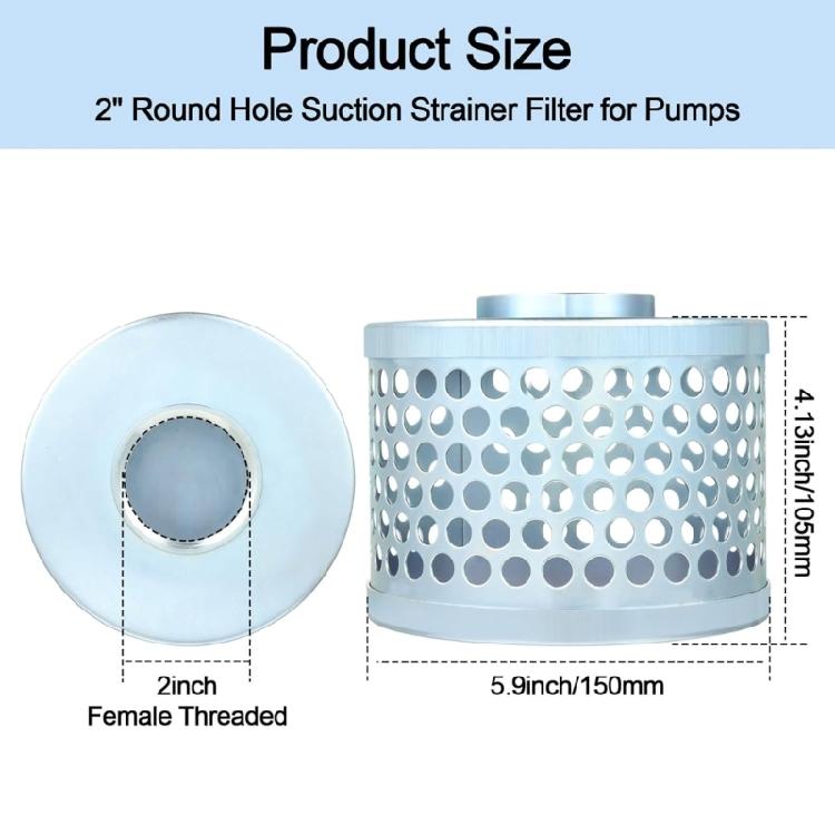 Pump Suction Filter Basket With NPT Female Thread Carbon Plated Steel Mesh Block Debris Effectively for Solids Reduction