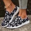 Flats Halloween Pumpkin Shoes 2024 Autumn Skeleton Printing Women Shoes Slip-on Lazy Canvas Shoes Loafers Zapatos Mujer