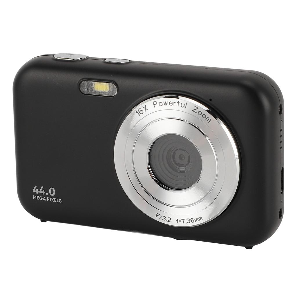 Цифровая камера 1080P 2,4 дюйма 44 МП 16-кратный зум Многофункциональная компактная дорожная видеокамера Черная