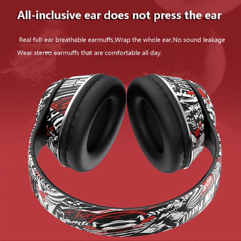 Новые цветные граффити-наушники со светодиодной подсветкой, беспроводные Bluetooth-гарнитуры, Hi-Fi стереонаушники, складные игровые наушники с шумоподавлением, гарнитура