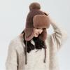 Fashion Women Winter Hat with Earflaps Autumn Warm Russian Faux Fur Hats Women Plush Knitted Bomber Beanie Fur Cap Luxury