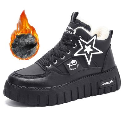 34-42 Женские зимние сапоги больших размеров Простые и модные теплые хлопковые сапоги с флисом Зимние сапоги Повседневная обувь из хлопка с высоким верхом