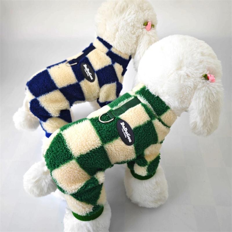 Fashion Plaid Puppy Cat Dog Jumpsuit Pajamas Winter Warm Pet Overalls for Small Dogs Pomeranian Chihuahua Mascotas Clothes Pants