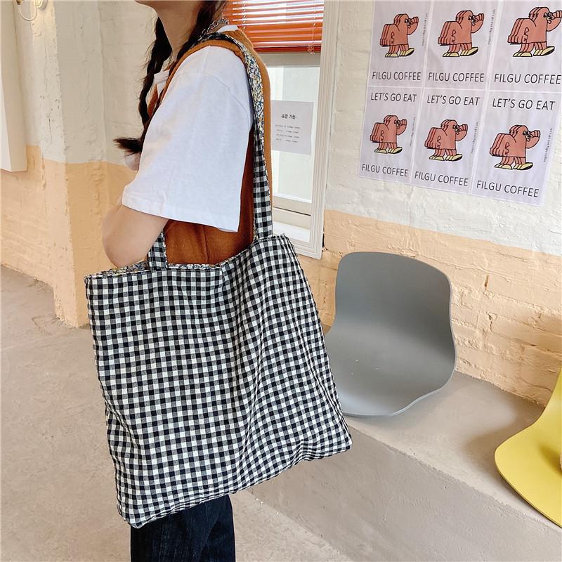 Fresh And Sweet Patterned Canvas Tote Bag Medium Size Soft Cotton Material