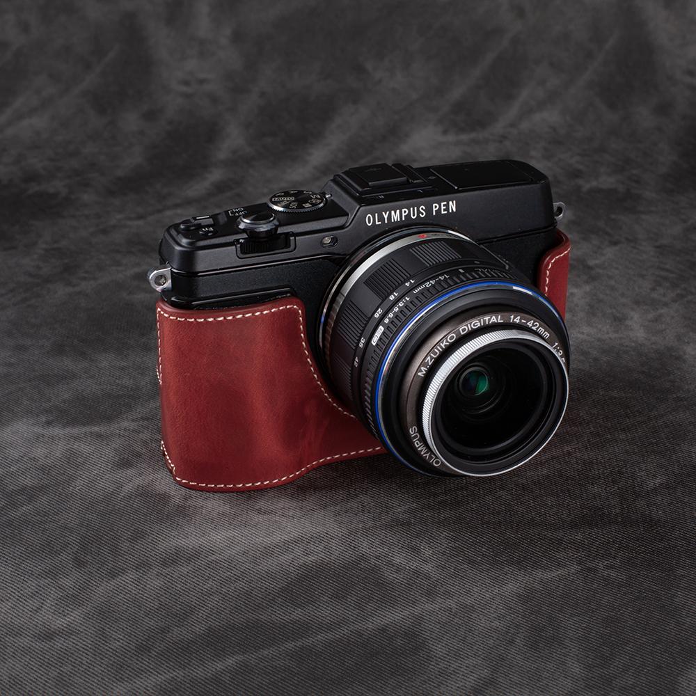 For OLYMPUS PEN E-P5 Leather Camera Case Protective Case For Camera Genuine Real Leather Cover Protective Case for Camera