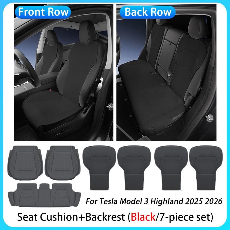 For Tesla Model 3 Highland 2025 2026 Premium PU Leather Car Seat Cover All-Season Protector Seat Cushion Full Package Seat Cover