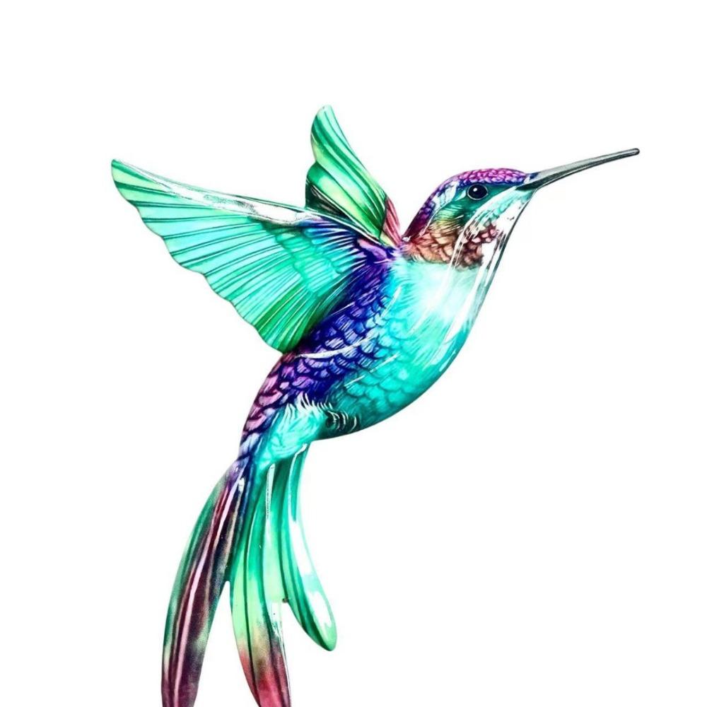 Metal Material Metal Hummingbird Wall Art 3D Design Colorful Finish Hummingbird Pendant Weather Resistant Vintage Colorful Birds