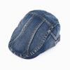 Vintage Washed Denim Cap Unisex Flat Top Short Brim Breathable Sun Hat Street Style