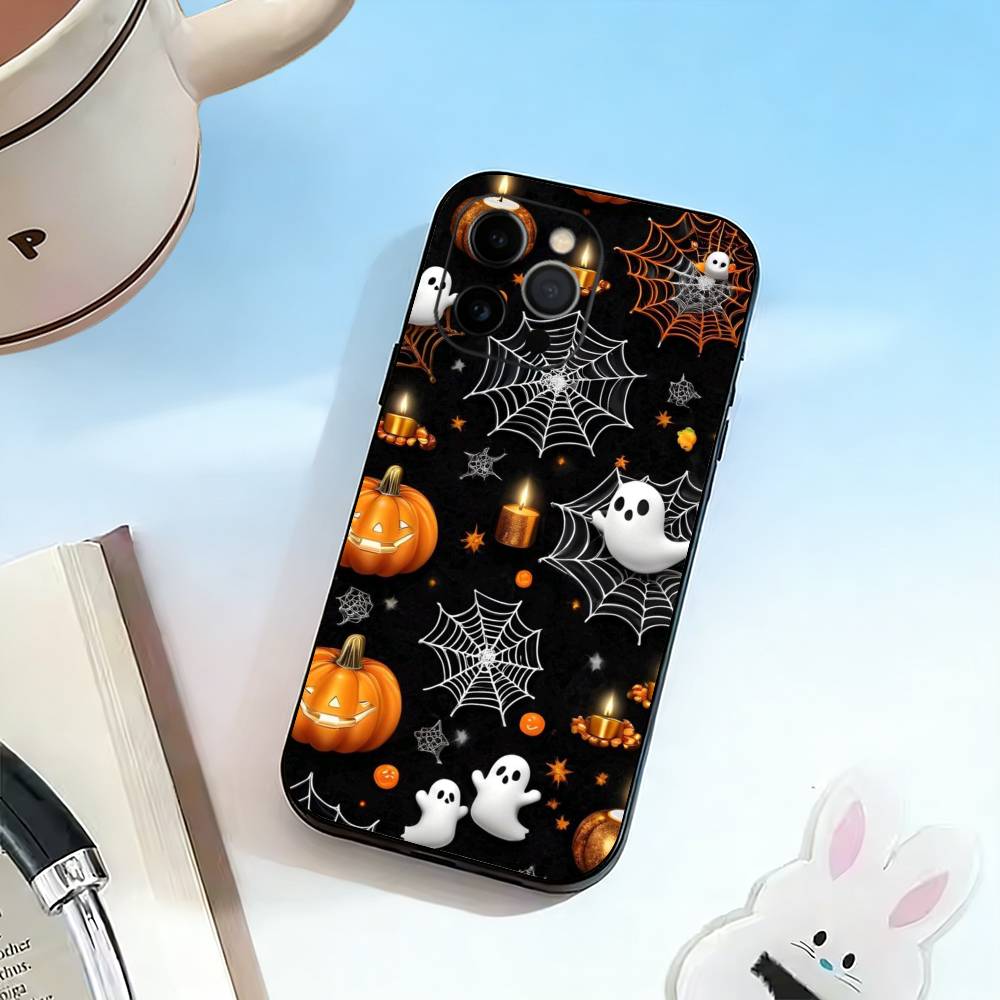 Хэллоуин-HH Чехол для телефона для iPhone 17,16,15,14,13,12,11 Plus,Pro Max,XS,Мягкий силиконовый черный чехол