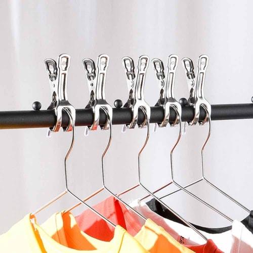 YUWENW 10-Piece Set of Stainless Steel Clothespins, Rust-Resistant, Non-Slip, Strong, Windproof, for Hangers, Laundry Clips, Clothes Drying Pole Clips