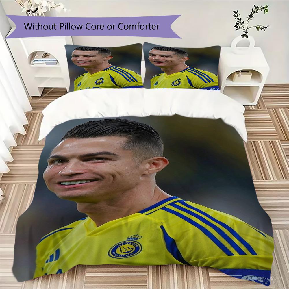 C Ronaldo Pattern Bedding uilt Set uilt Cover Pillowcase Home Decoration Birthday Gift (1 * duvet cover + 2 * pillowcase without core)