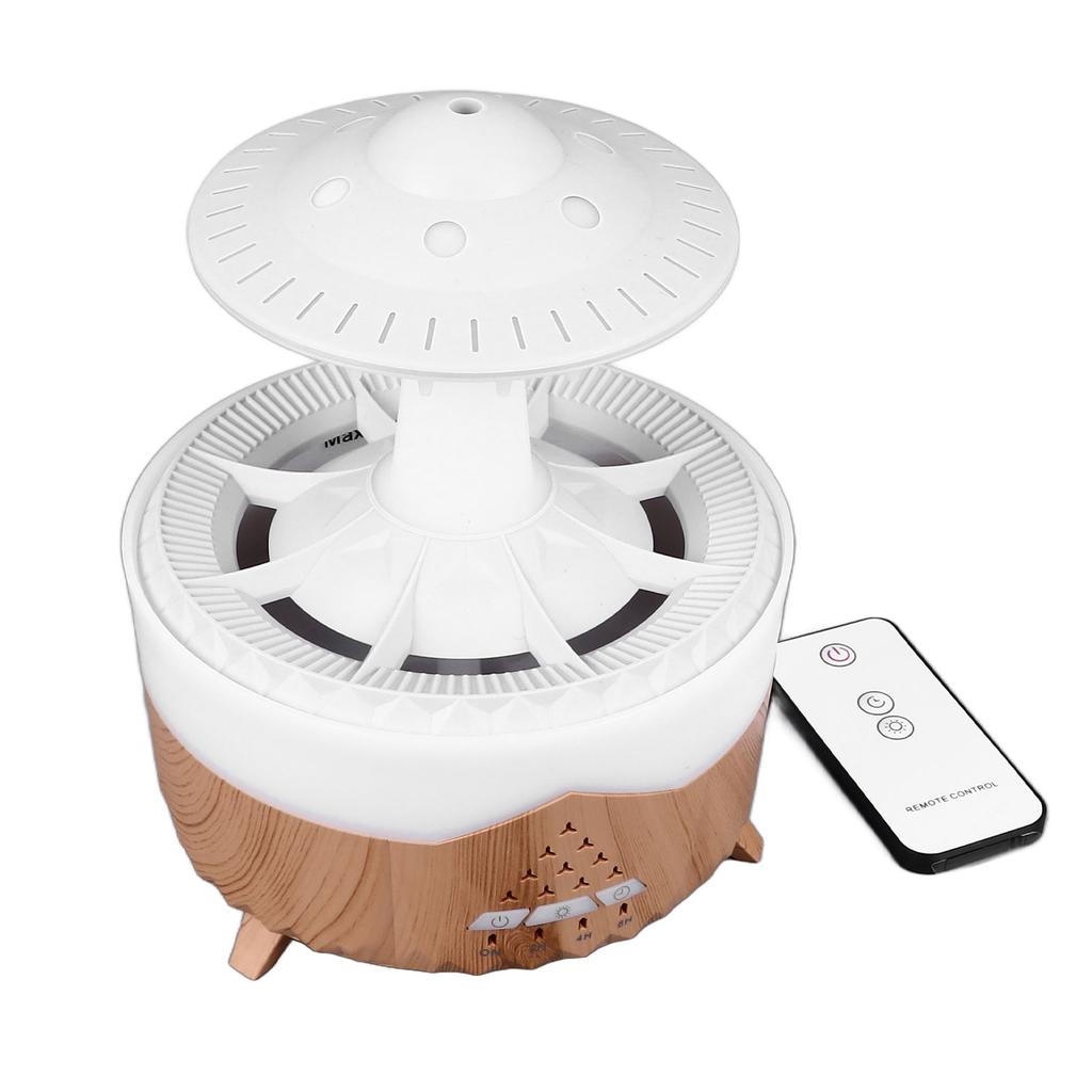 UFO Rain Cloud Humidifier Colorful Light Cute Wood Grain Water Drip Essential Oil Diffuser with