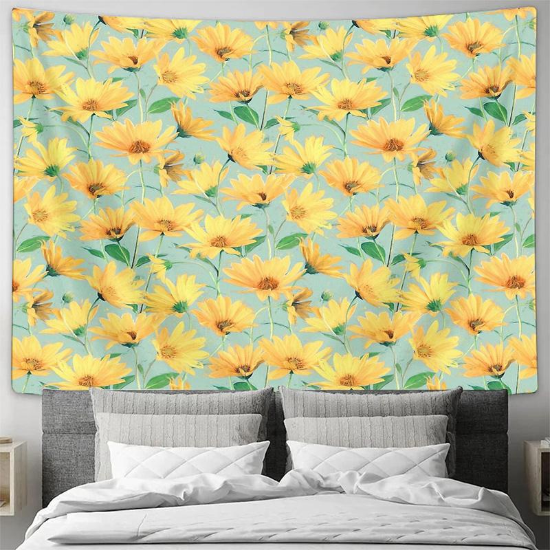Boho Tapestry Wall Hanging Nature Floral Sunflowers Aesthetic Room Decor Home Living Room Bedroom Wall Art Gift