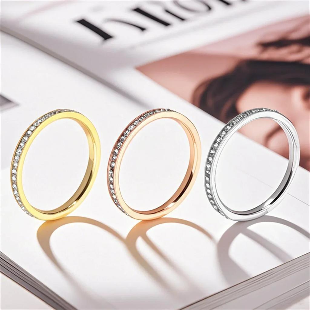 Luxury Designs Full Cubic Zirconia Rotating Rings for Women High Quality Stainless Steel Waterproof Jewelry 2026 Wedding Rings