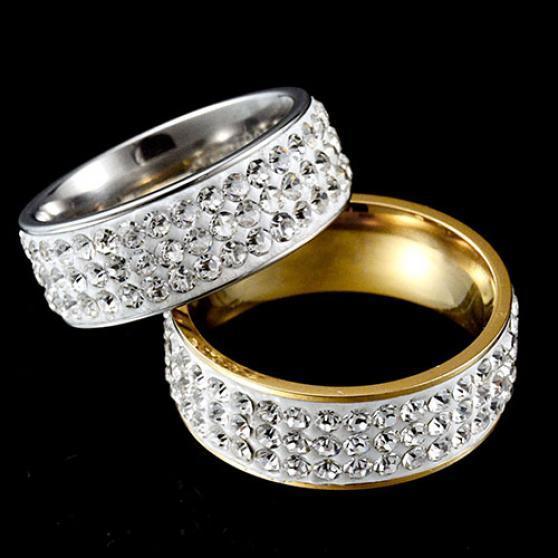 1 шт. женщины мужчины роскошные три ряда стразы пара подарок палец обручальное кольцо