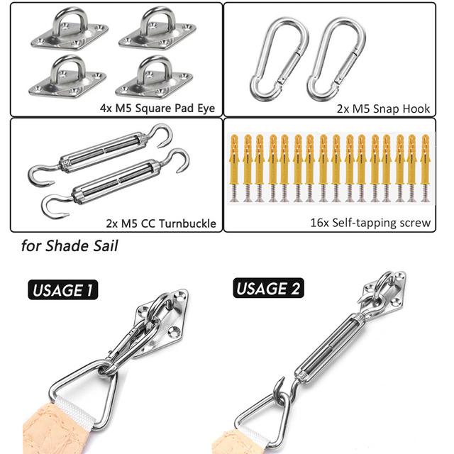 Водонепроницаемый тент, парус, садовый навес, бассейн, козырек от солнца, кемпинговая беседка для наружных тентов, навес для автомобиля, 95% УФ, квадрат, прямоугольник, треугольник