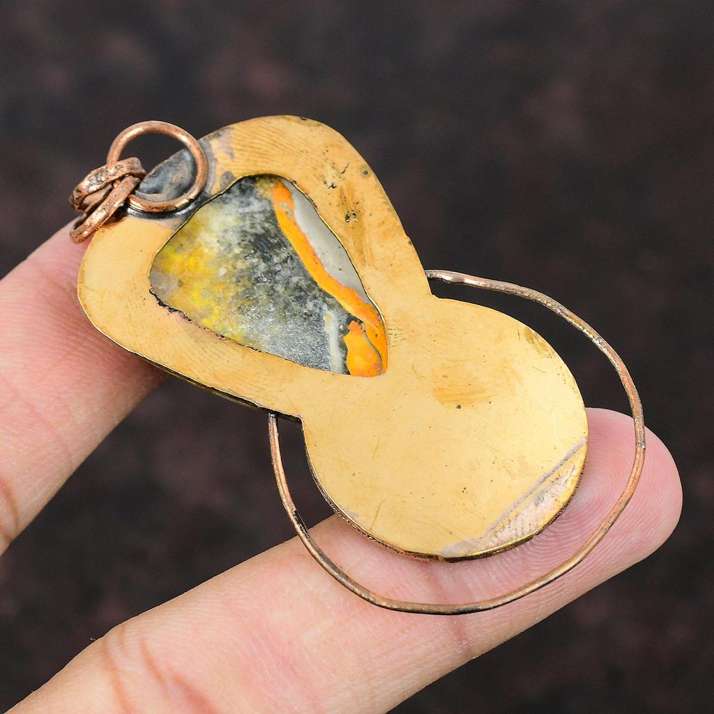 Подвеска из яшмы "Шмель" Медный кулон Подвеска из драгоценного камня Окисленная медь Ювелирные изделия Подвеска ручной работы Подвеска "Шмель" Ювелирные изделия из яшмы Подарок на помолвку